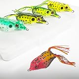 TFMSAN Topwater - Señuelos de rana – 5 ranas de superficie realistas sin malas hierbas para pesca de lubina