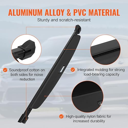 Miniatura 6 de VEVOR - Cubierta de carga trasera para Jeep Grand Cherokee de 2 filas, accesorios para 5 plazas, 2022 2023 2024 2025, cubierta retráctil impermeable