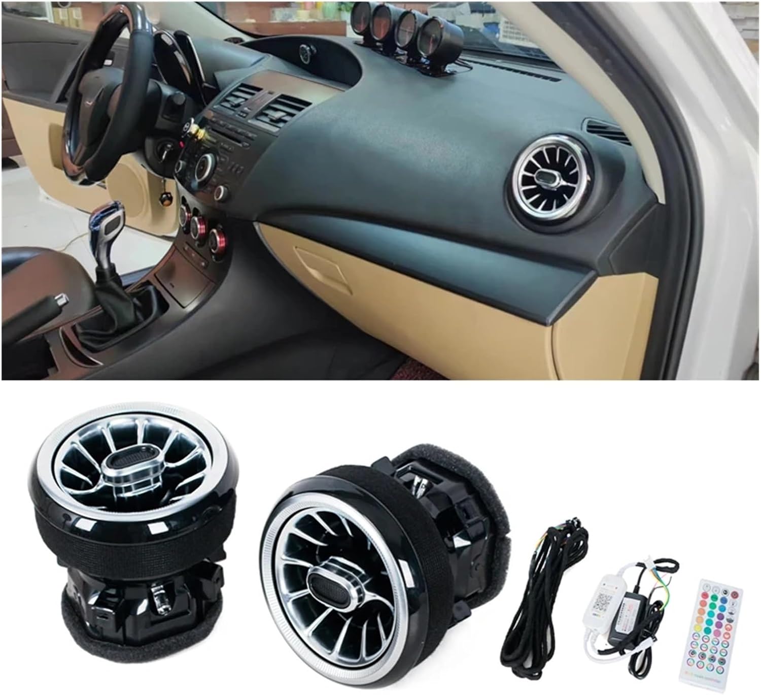 Car LED Ambient Light Front Dashboard AC Air Condition Vent Compatible With Mazda 3 Outlet Turbo Interior Trim Accessories(No LED)