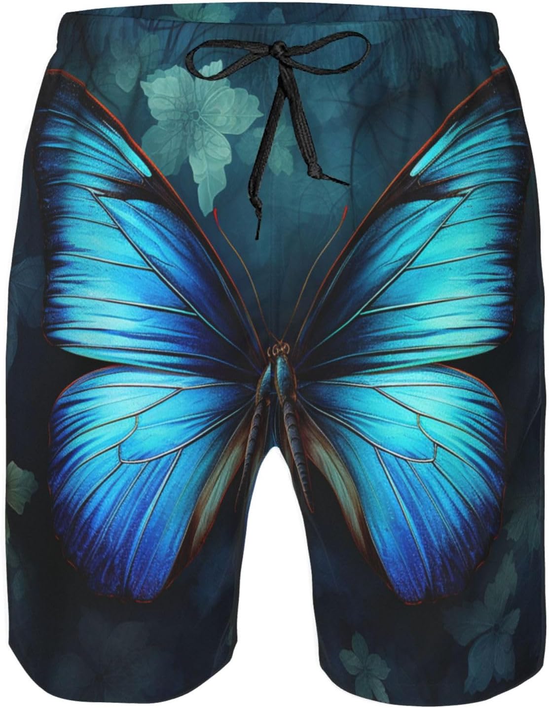 Men's Swim Trunks Quick Dry Beach Shorts Summer Bathing Suit Blue Butterfly Pattern Swimwear Beachwear with Pockets