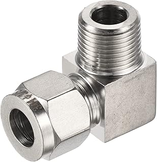 MECCANIXITY Compression Tube Fitting 304 Stainless Steel 3/8PT x 3/8" Tube OD 90 Degree Coupling Adapter