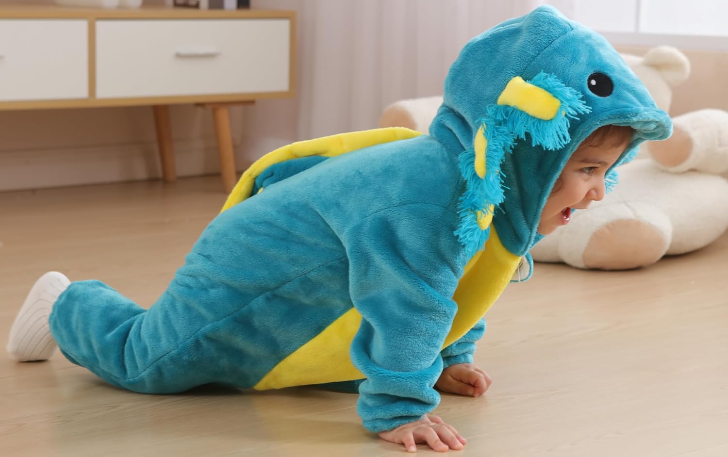 DarkCom Unisex Baby Axololtl Costume Animal Onesie Toddler Hooded Romper Halloween Kids' Christmas Pajamas - Image 4