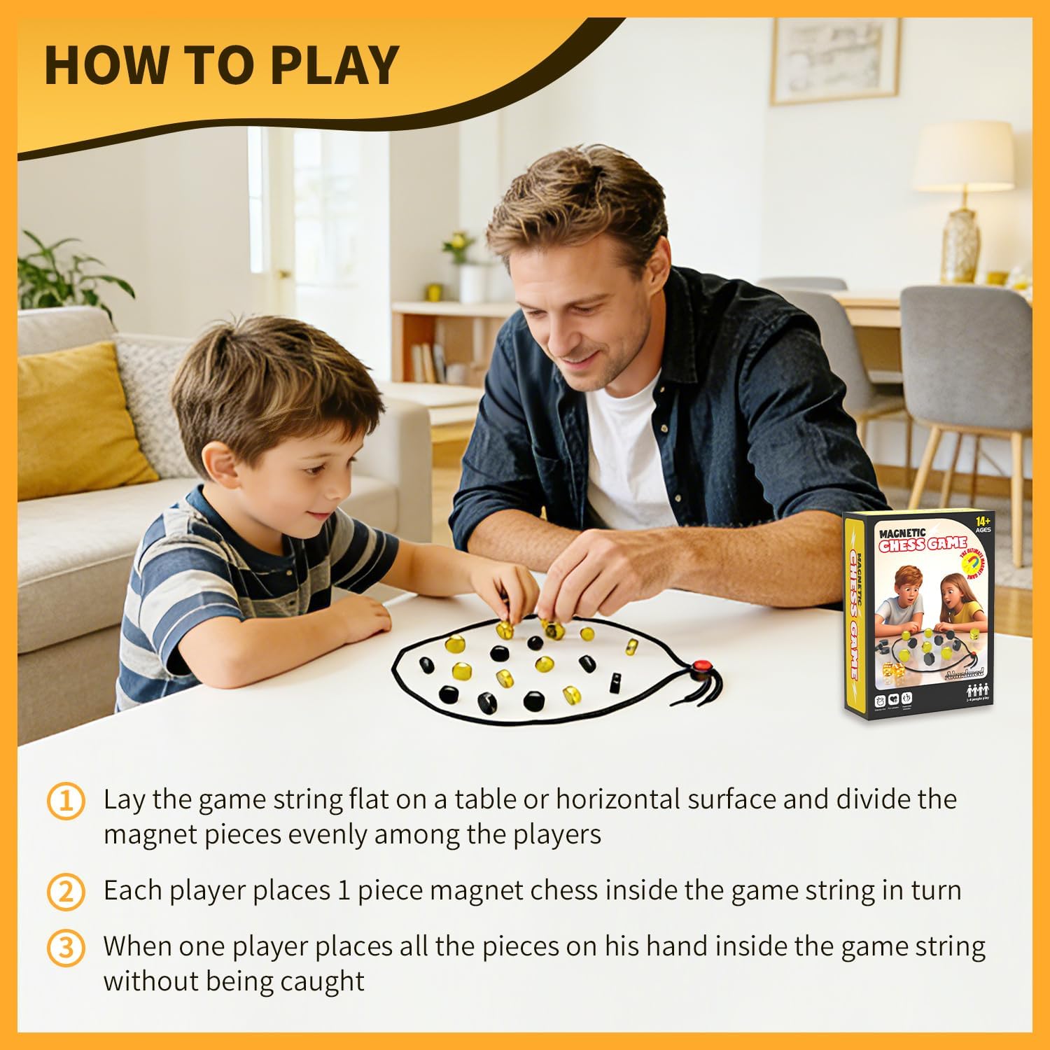 Magnet Game with Upgraded Adjustable String,Magnetic Chess Game with 20 Stones Puzzle Strategy Multiplayer Magnet Board Games, Desktop Strategy Game for Adults,Family Party,Gift for All Ages