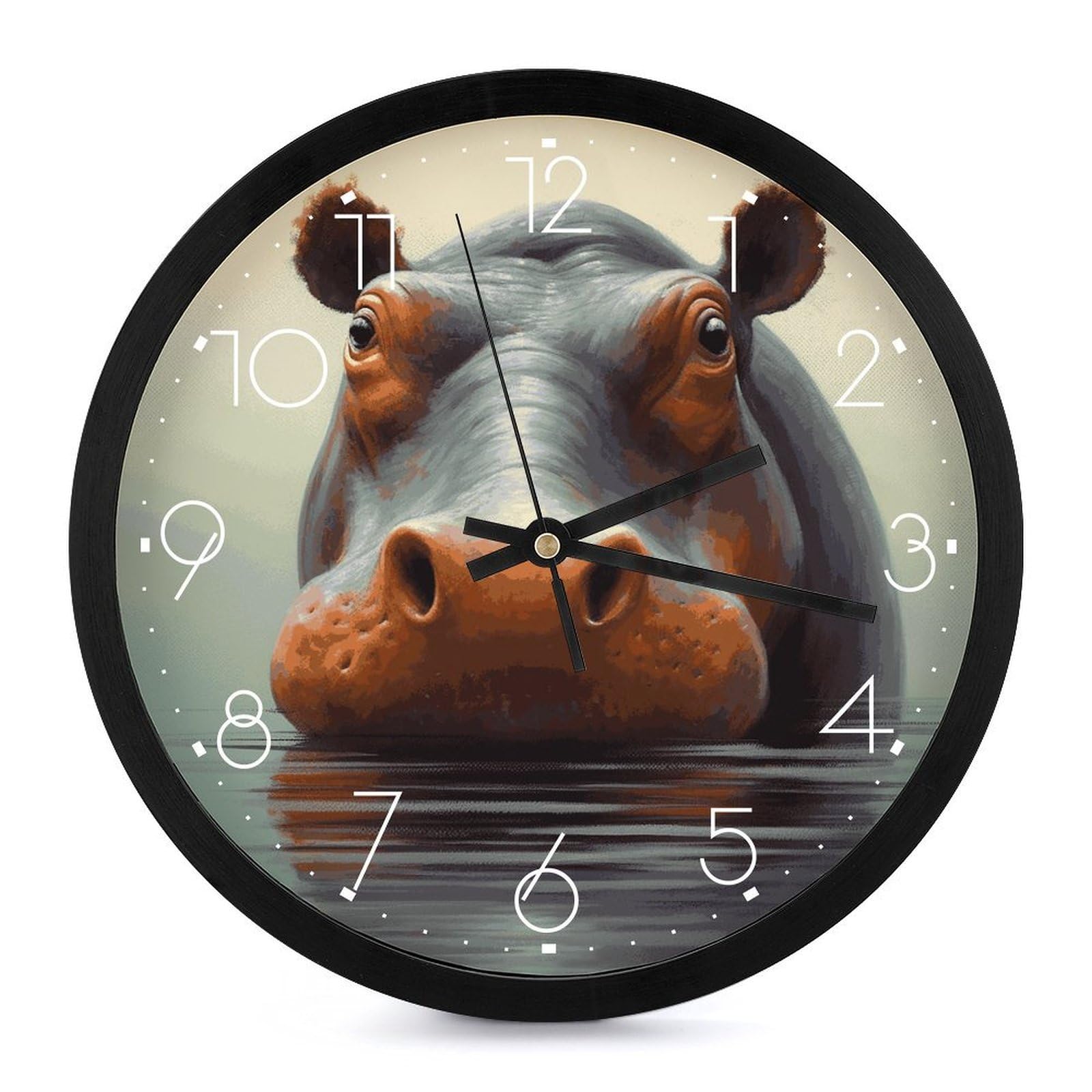 Horloge murale imprimée hippopotame pour embellir votre salon
