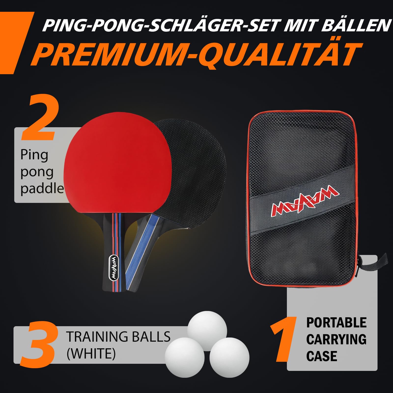 Ensemble de fouets de ping-pong avec balles, entraînement et loisirs, fouets de tennis de table et accessoires intérieurs