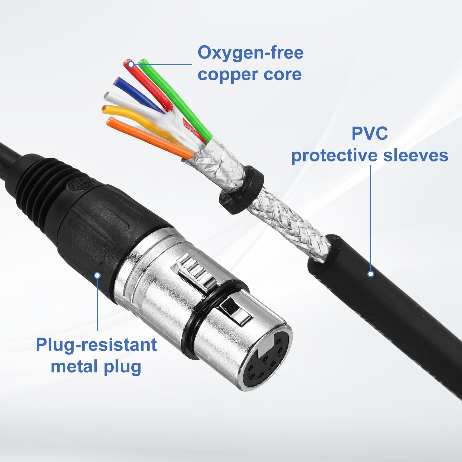 sourcing map Cavo XLR a 7 pin da 10,1 m XLR maschio a femmina, cavo adattatore per microfono per Stage Studio