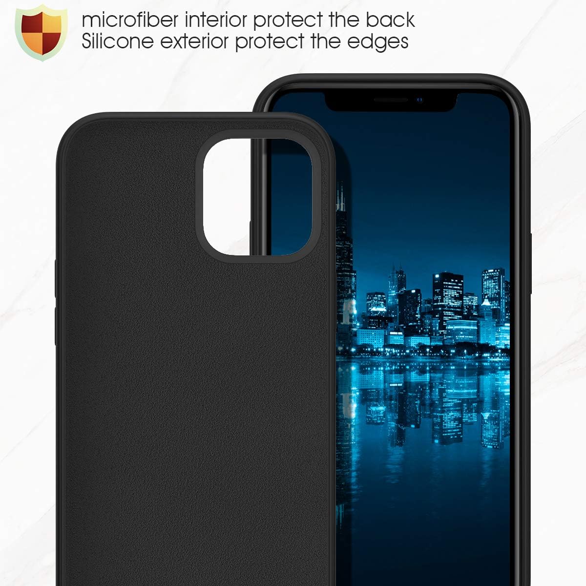MILPROX Compatible for iPhone 12 Mini Case (2020), Liquid Silicone Gel Rubber Shockproof Slim Shell with Soft Microfiber Cloth Lining Cushion Cover Case-Black