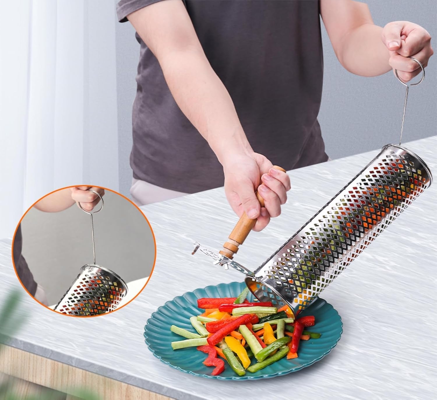 Zestaw do grillowania premium z obrotowymi koszami, narzędziami i szczotką do czyszczenia, stal nierdzewna 304, idealny do grilla na węgiel drzewny, gazowy i elektryczny, akcesoria do grilla