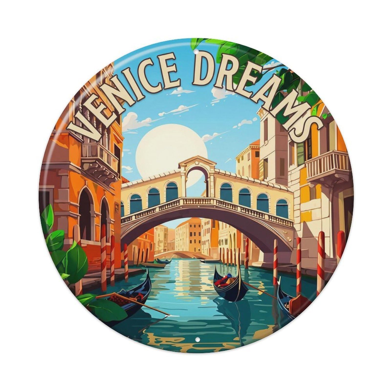 Vintage Travel Venice Waterway Nostalgic Metal Tin Sign Plaque