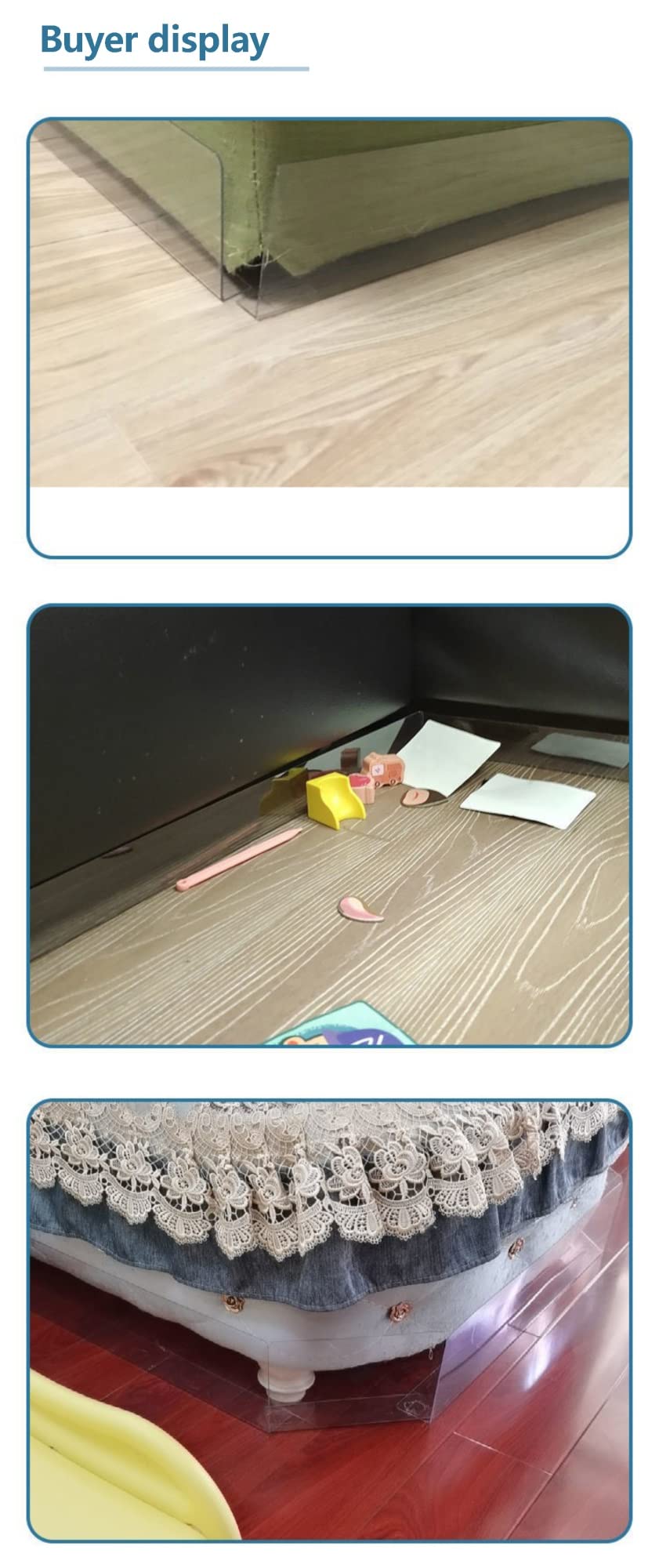 pod blokadą mebli Przezroczysta blokada mebli z tworzywa PVC do blokowania zabawek dla zwierząt pod sofą i łóżkiem - wys. 3-23 cm(L 120cm,H 23cm)