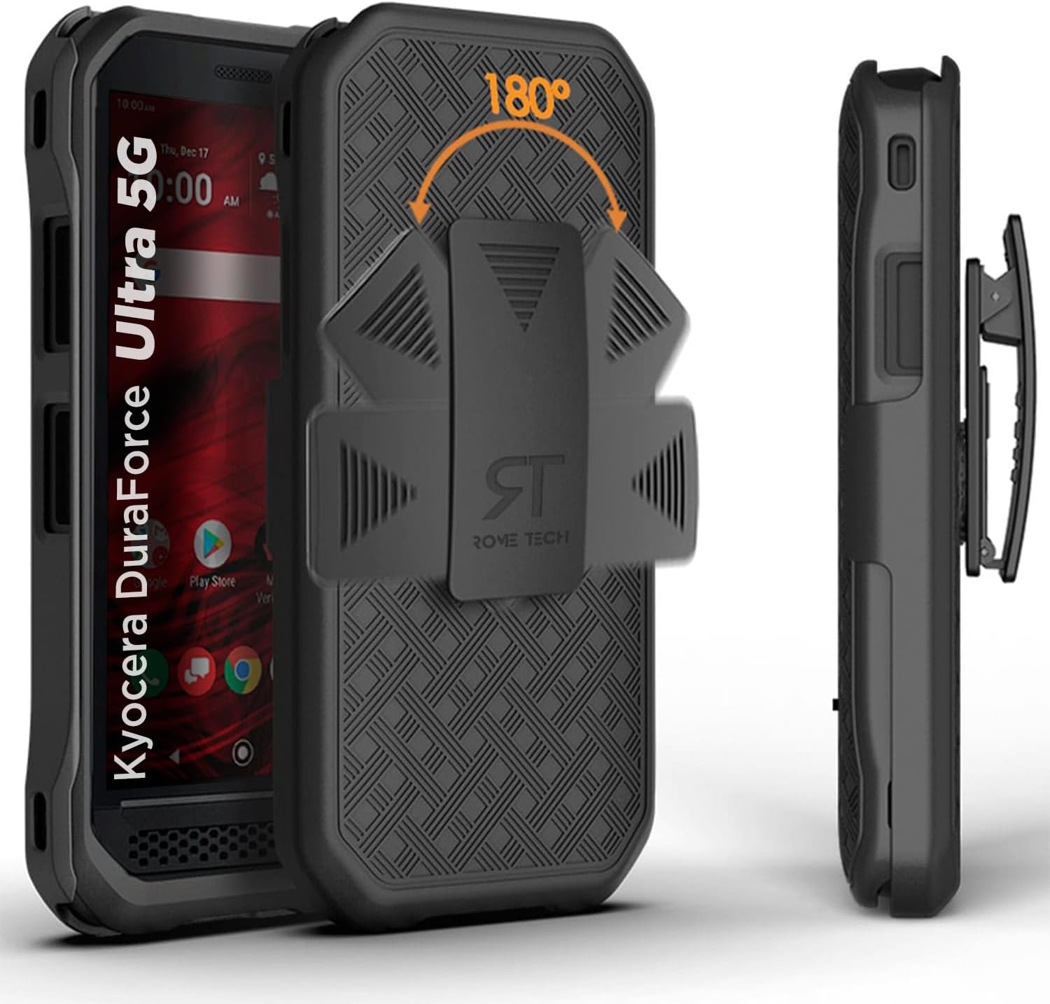 Designed for Kyocera DuraForce Ultra 5G E7110 Case with Belt Clip Holster - Kickstand Cover Phone Case - Black