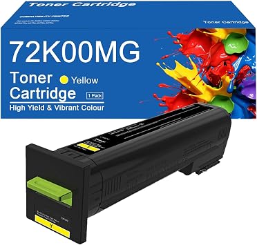 CX820 Toner Cartridges Compatible for Lexmark 72K00KG 72K00CG 72K00MG 72K00YG Toner Cartridge for Lexmark CX820dtfe CX825dte CX860dte CX860de CX825de CS820dte Printe 1 Yellow