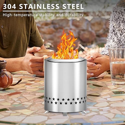 Miniatura 3 de Fogata portátil de mesa con soporte, mini hoguera para exteriores con bajo humo para patio trasero, chimenea de acero inoxidable alimentada por