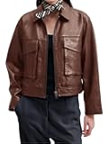 Womens Faux Leather Motorcycle Jacket 2026 Trendy Pockets Bomber Zip Up Cropped Jackets Coat Outerwear