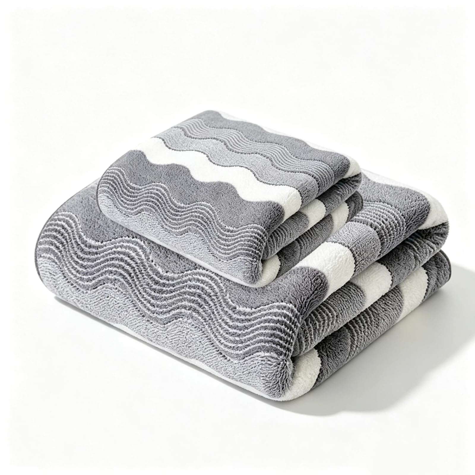 Mfwamcafk Gray Coral Fleece Towel Set, Absorbent Quick Dry Face & Bath Towels