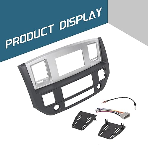 Miniatura 5 de KUAFU Kit de radio estéreo de doble DIN compatible con Dodge Ram Pickup 2006-2009, bisel de tablero, repuesto gris pizarra plateada para GNT56215007