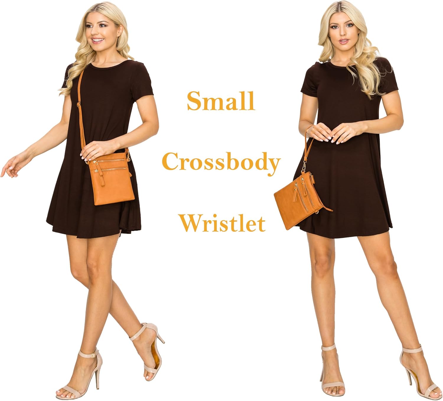 Solene Small Crossbody Bag for Women, Multi Zip Pockets with Detachable Wristlet, Lightweight Travel Purse, Cell Phone Pouch - Image 9