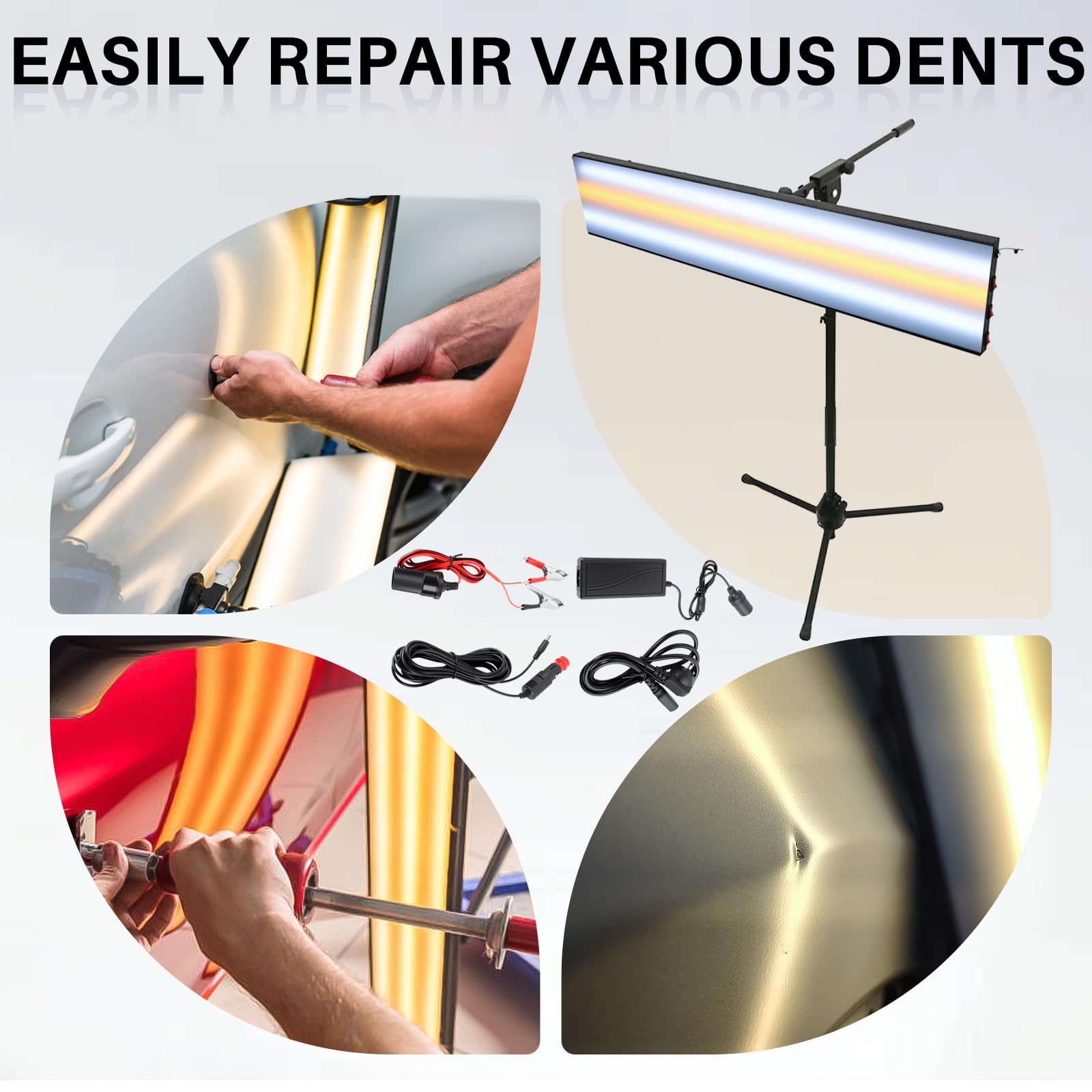 Lampe de débosselage sans peinture pour voitures, lampe LED 12 V CC avec support réglable, pour le débosselage sans peinture de voitures