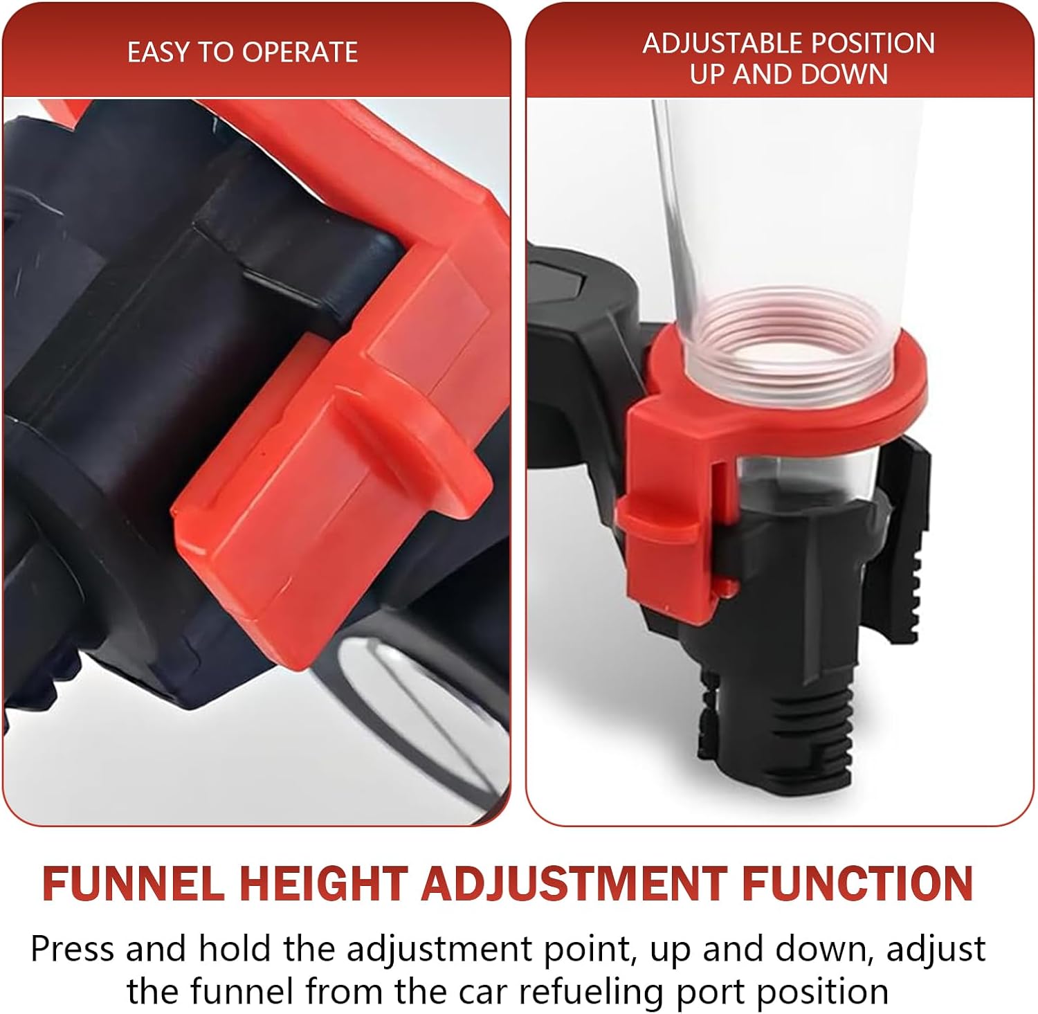 Shakas Engine Oil Funnel, Anti-Leak Self-Locking Structure Spill Proof Filling Funnel, Multifunctional Portable Adjustable Tool for Fast & Easy Oil Changes/Refueling, for Most Cars Trucks (Red) image 5