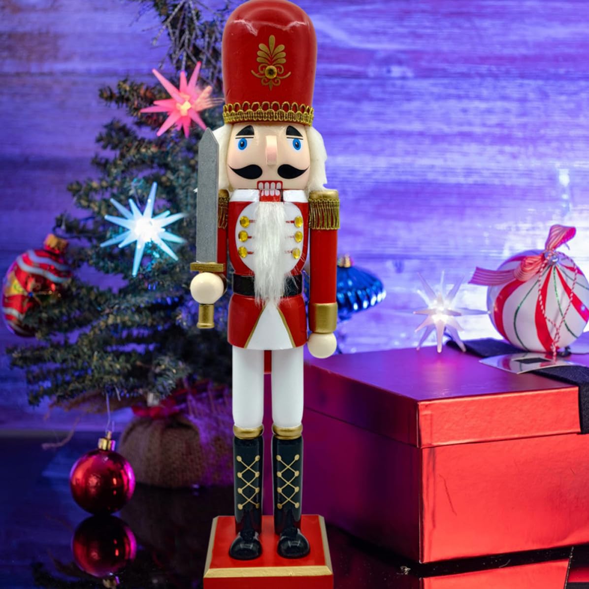 Toyvian Cascanueces de Madera Navideño Soldado para Decoración de | Figura Artesanal Delicada, Estilo, Adecuado para Navidad, Mesa y Ambiente Festivo