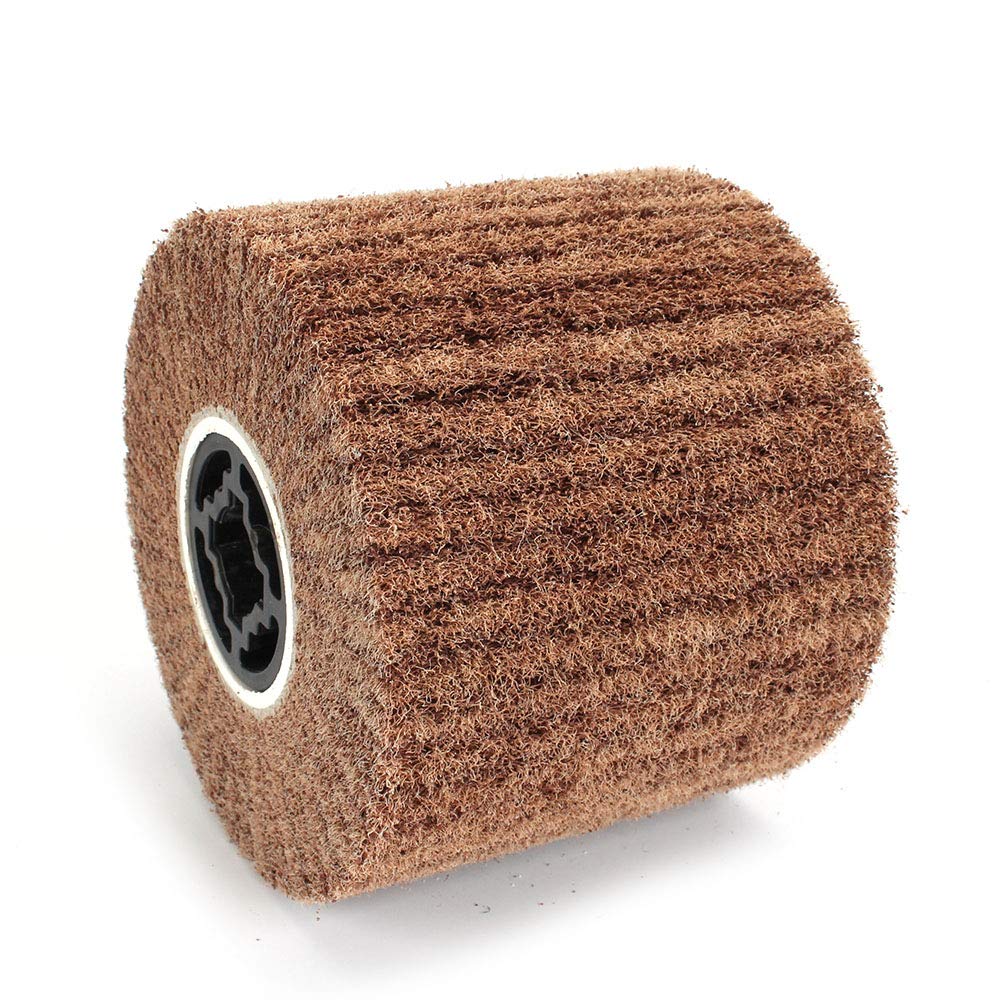 120x100x19mm Non-Woven Abrasive Wire Drawing Polishing Burnishing Wheel Flap Brush for Surface Treatment Stainless Steel, Aluminum, Copper, and More -
