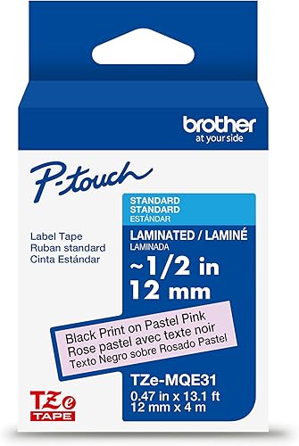 Miniatura 331 de Brother - Cinta de etiquetas laminadas P-touch M31, prémium, 0.47 pulgadas de ancho x 26.2 pies de largo, negra sobre transparente mate Negro sobre