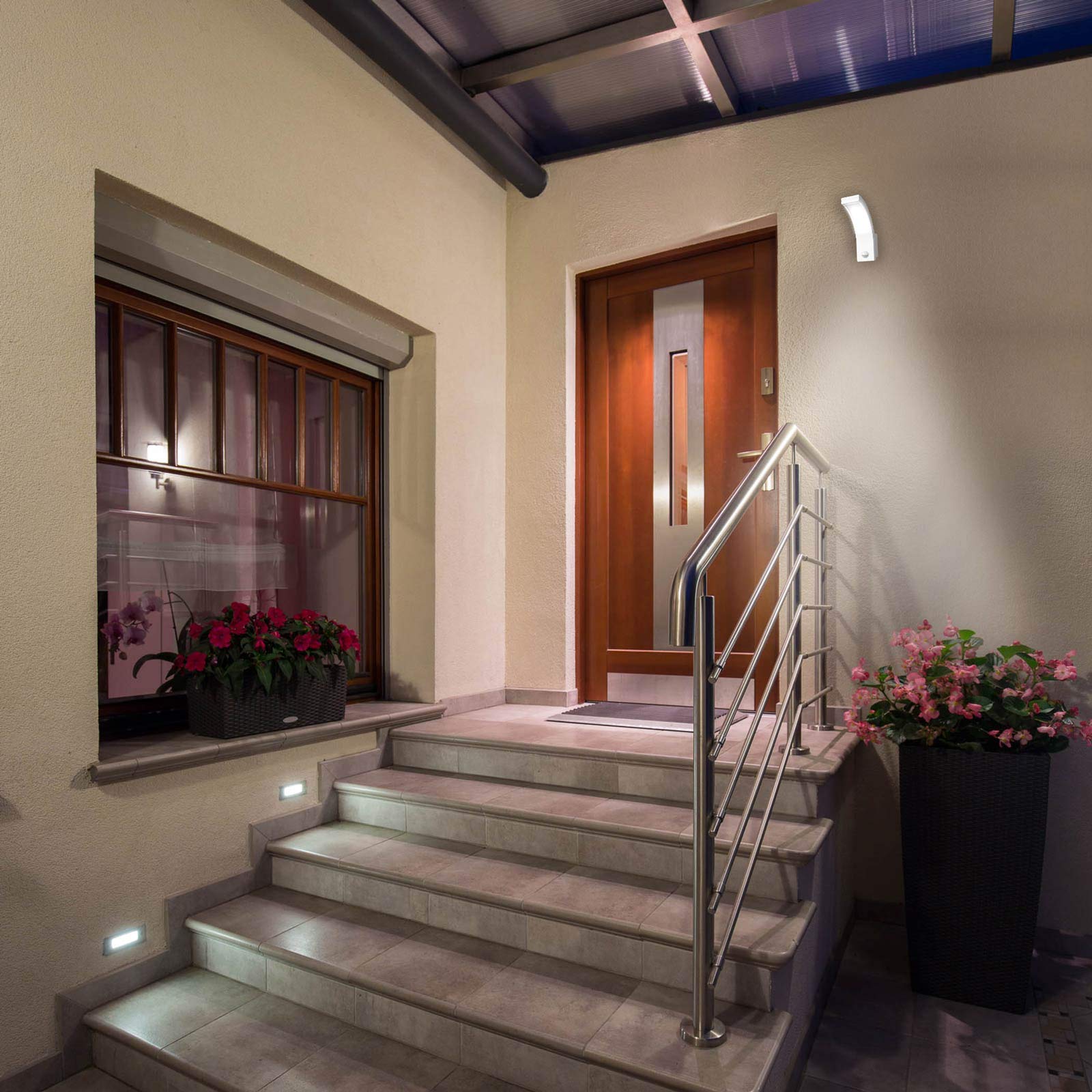 SEBSON LED Lampara Exterior con Sensor Movimiento 2 Piezas, Blanco | Aplique Pared IP65 15W 1000lm Blanco Frío 5800K, Iluminacion Exterior Sensor 9m/140°