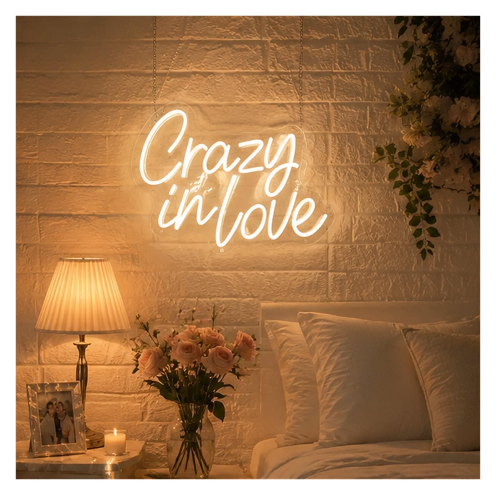 LED néon signe Enseigne Au Néon Crazy In Love Variable, Pour Décoration De Chambre À Coucher De Mariage, Lumière D'ambiance Romantique, Alimentée Par USB, 40cm