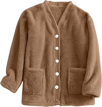 Bed Jackets for Women Plus Size Fuzzy Fleece Long Sleeve Button Up Cozy Sweaters Loungewear Winter Warm Sherpa Jacket Coat