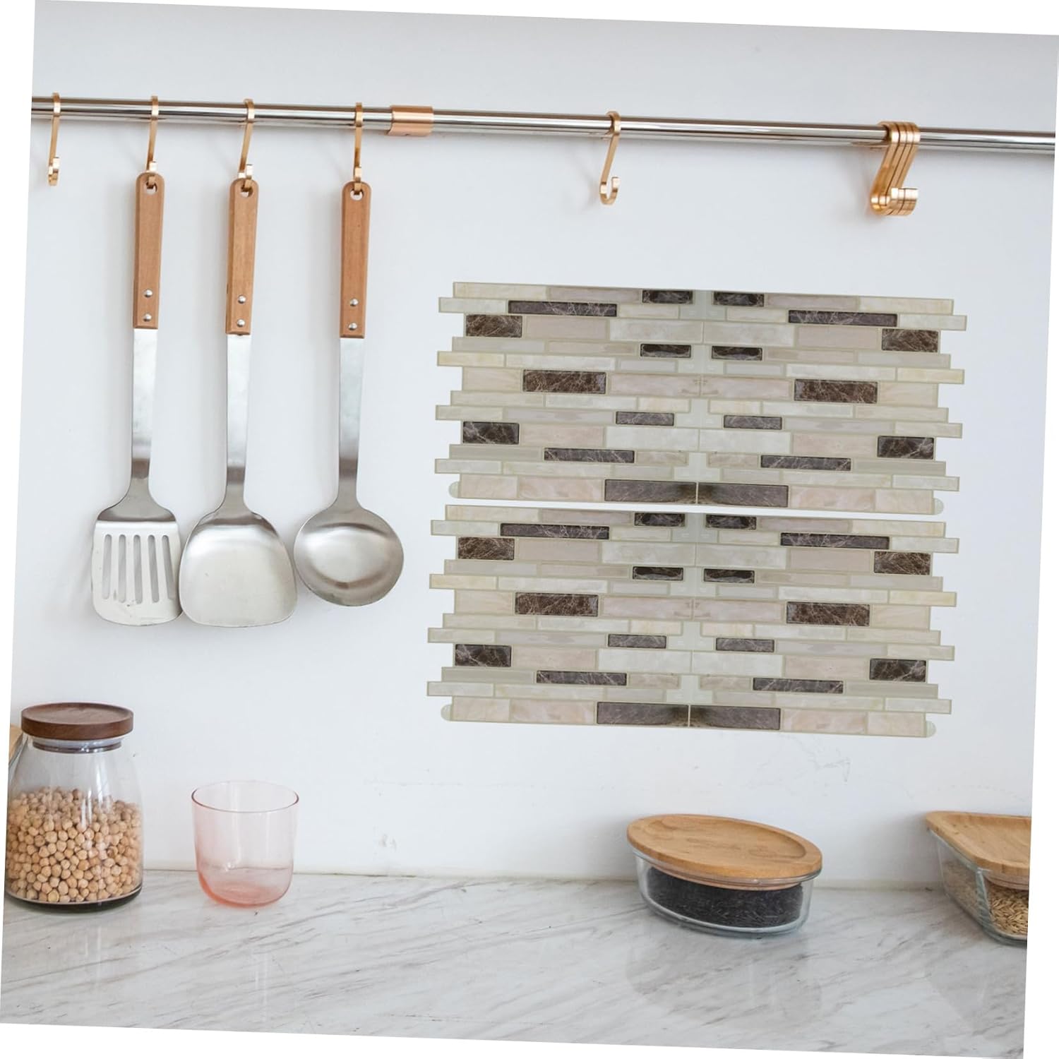 10pcs Marble Pattern Self-Adhesive Wall Stickers Peel and Stick Kitchen Oil Sticker Bathroom Tile Decals Marble Tile Kitchen Oil-Resistant Decorations