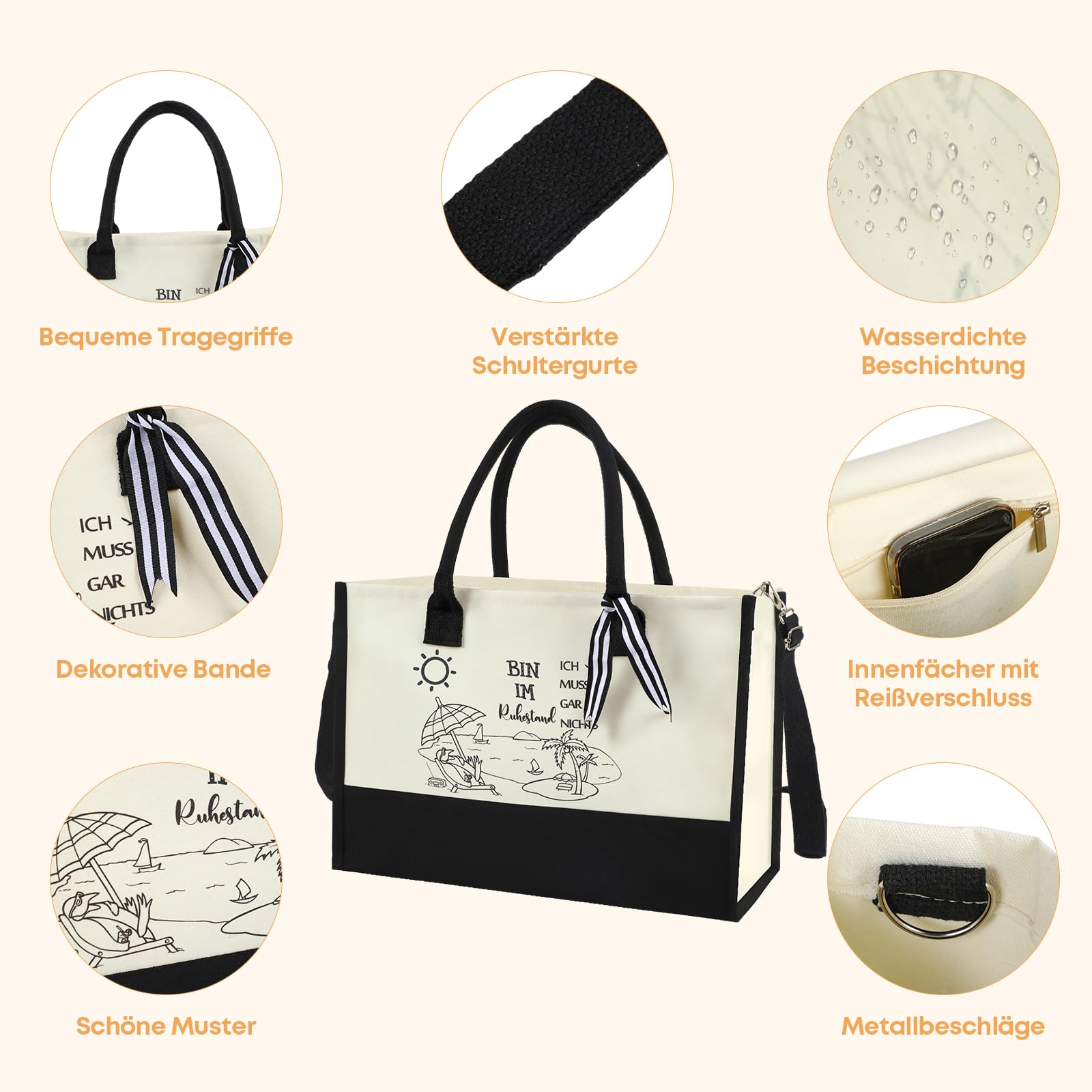 Seutgjie Rentner Geschenk Frau, Renteneintritt Geschenk Canvas Einkaufstasche Tragetasche Kosmetiktasche Set mit Glückwunschkarte für Kollegen Freunde Familie Oma Opa Geschwister