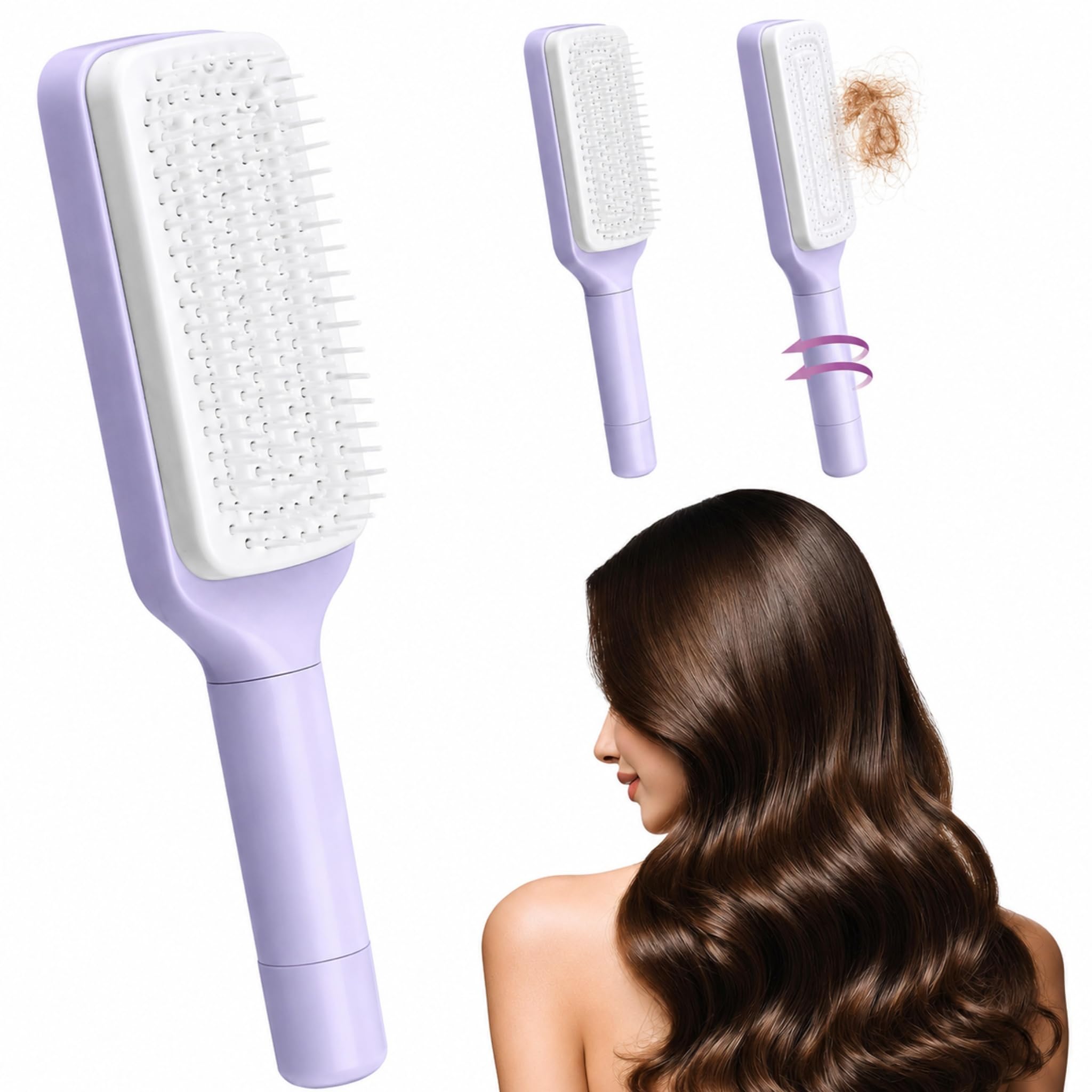 Self Cleaning Hair Brush for Women & Kids – Detangler Hair Brush Comb for Wet or Dry Hair – Anti-Static Hairbrush Women Love – Gentle Scalp Massage Comb Brush for All Hair Types.-image-29