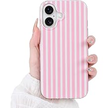 Case for iPhone 17 6.3",Cute Striped Cover,Pink White