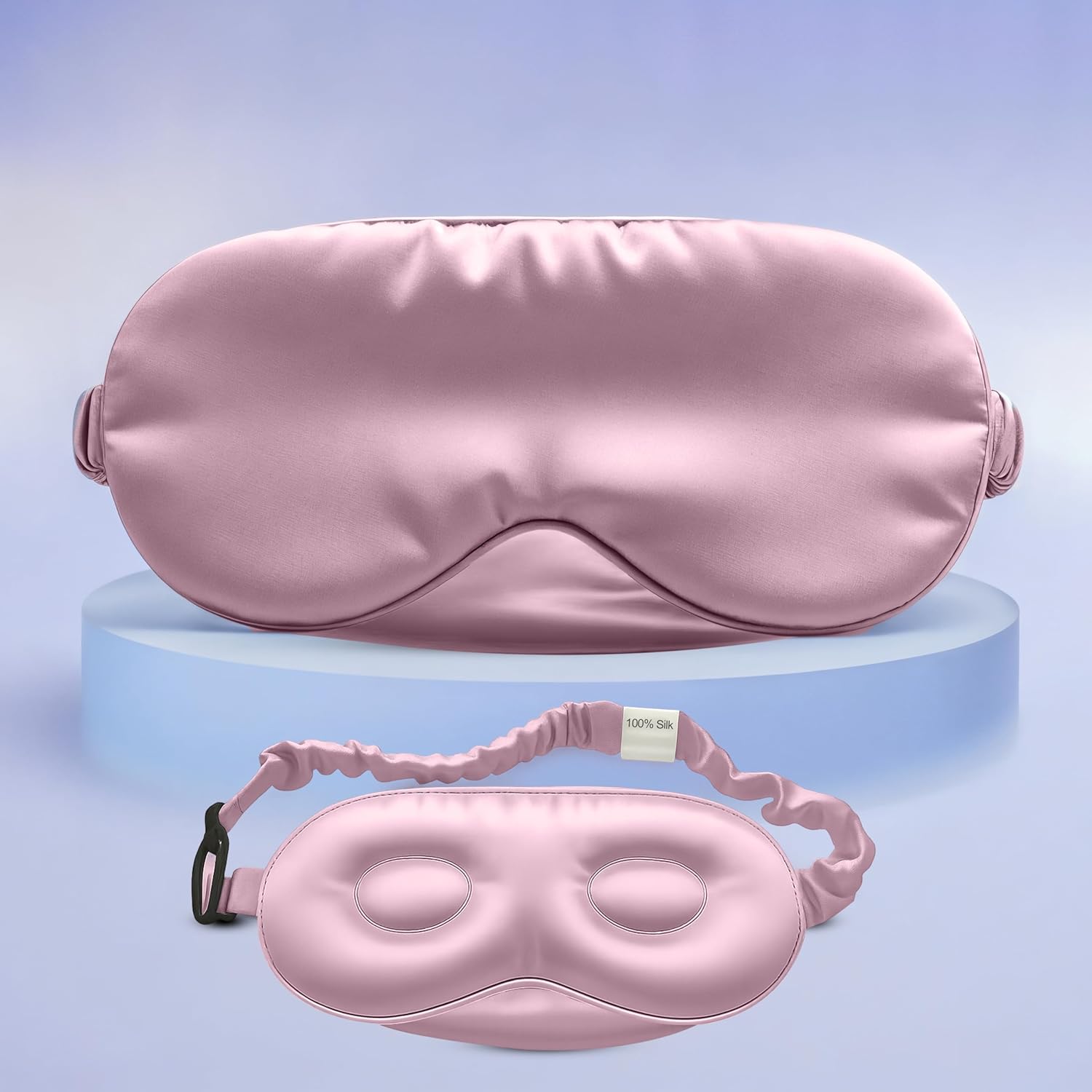 SLEEP SANCTUARY Luxury Eye Masks for Sleep, Ultimate Comfortable Sleep Mask for Women & Men – 100% Mulberry Silk for Total Blackout, Ideal for Side Sleepers – Secure, Adjustable Fit (3D Pink)