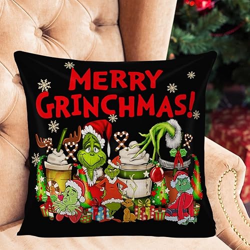 Miniatura 3 de Divertida funda de almohada Grin-ch para decoraciones de Navidad, funda de almohada para sala de estar, dormitorio, divertida funda de cojín de