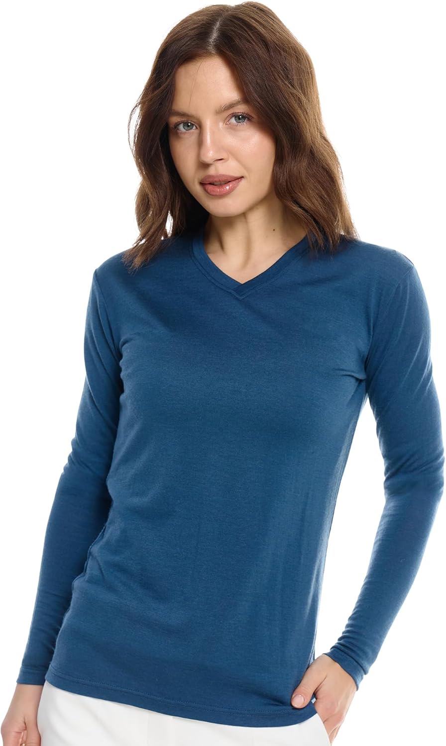 Merino Wool Base Layer Women - 100% Merino Wool Shirt Women Thermal Underwear Long Sleeve T-Shirt for Hiking