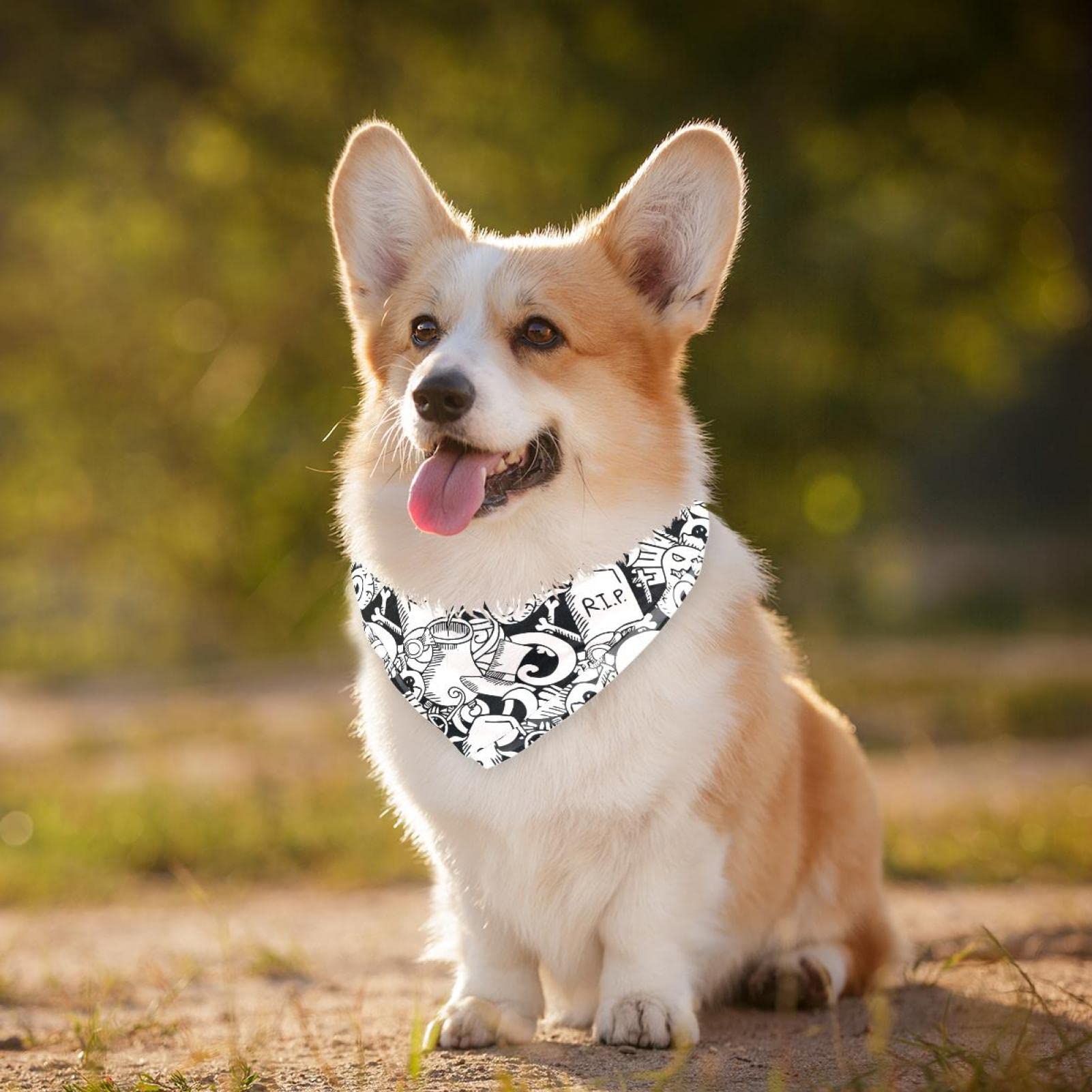 Halloween-Hundetuch Mit Geister-Muster – Schwarz, Größe S, Für Kleine & Mittlere Hunde