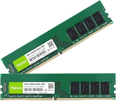 32GB 2 x 16GB PC4-21300DDR4-2666 288pin DIMM Hanye 1.2V CL19 UD4-16GB-2666-2R8 Desktop Memory