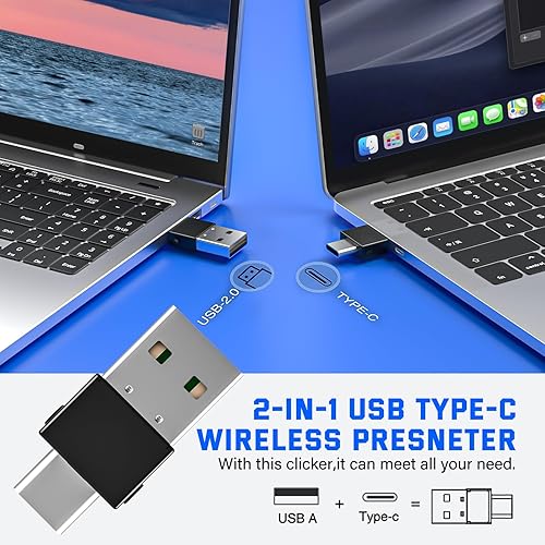 Vista 11 de Presentación recargable Clicker Presentador inalámbrico Control remoto USB PowerPoint PPT Clicker, puntero láser verde RF 2.4GHz Presentador remoto