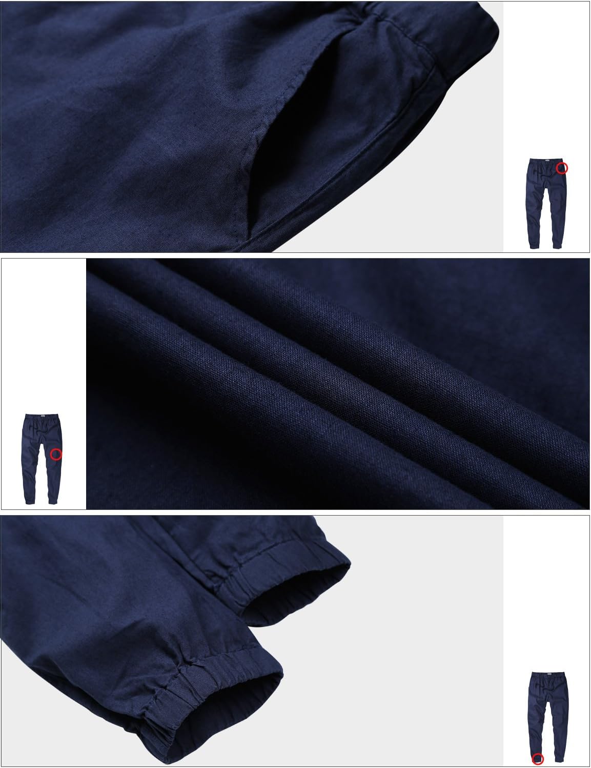 Match Men's Linen Jogger Pants (32, 6029 Black) - Image 5