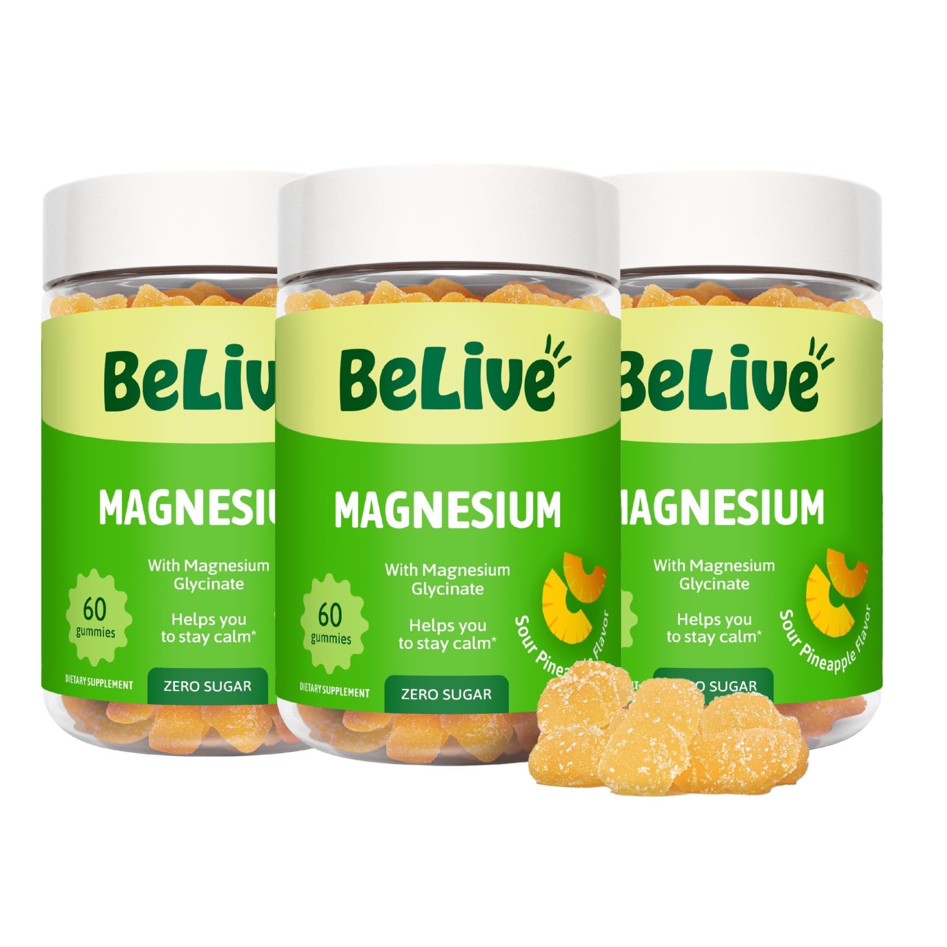 BeLive Magnesium Glycinate Gummies for Sleep Support, Zero Sugar, 180 Count