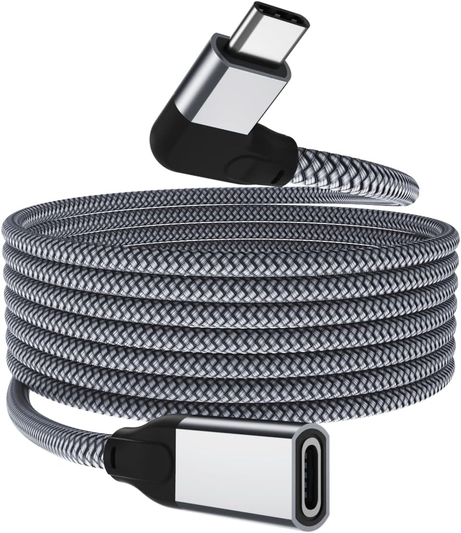Itramax Right-Angle USB C Extension Cable 2M,Type-C 3.1 3.2 Gen2(10Gbps) Male to Female Extender,90-Degree/L-Shape USBC Thunderbolt 3 Cord for iPhone 15 16 Max,Mac,iPad Air Mini 6 7,Steam Deck,Tab S9