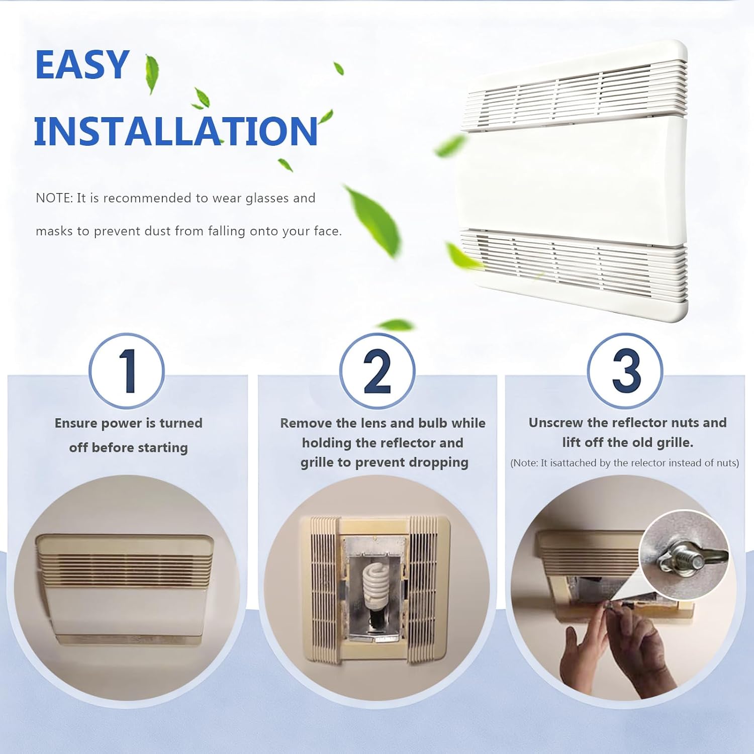 85315000 Replacement Bathroom Exhaust Fan Cover Grille Lens Compatible with Broan-Nutone 663, 669, 763RL, 769RL Series