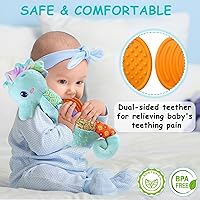 Vista 4 de Fuzqq Juguetes para bebés de 0 a 6 meses, juguete de peluche musical con sonajero, juguete suave para recién nacidos para niñas de 0 3 6 9 12 meses