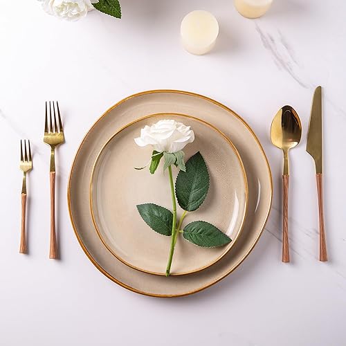 Miniatura 6 de AmorArc Juego de 6 platos de cerámica hechos a mano de 8.5 pulgadas para postre, ensalada, aperitivo, platos llanos pequeños, aptos para microondas