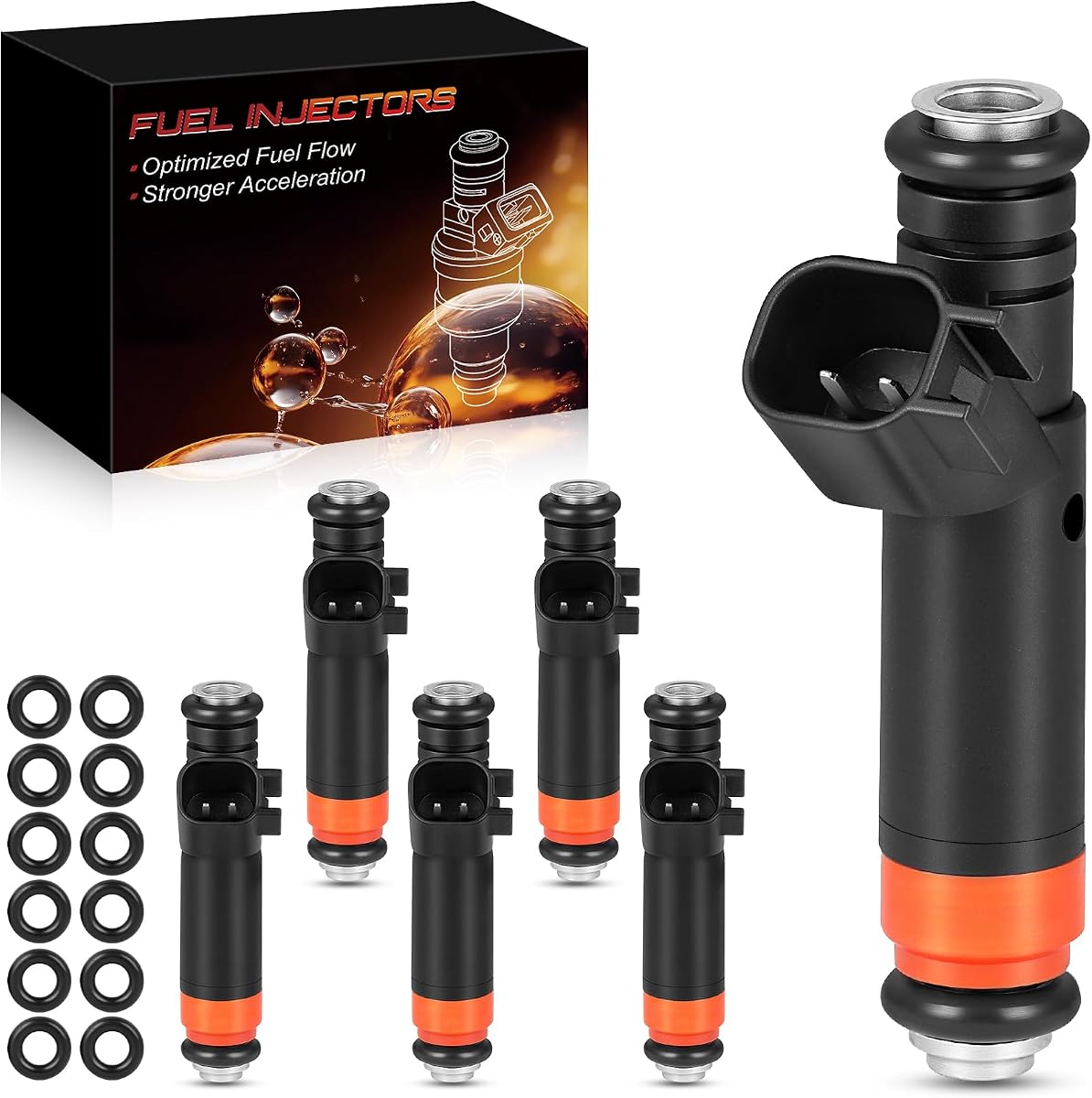 FJ460 4.2L V6 Inyectores de combustible mejorados para:-Ford F150 1999-2003, F150 Heritage 2004, E150 2002-2003, E150/E250 Econoline 1999-2002,Reemplace# 8001467N, 01G054B, FI11373S (6 piezas)
