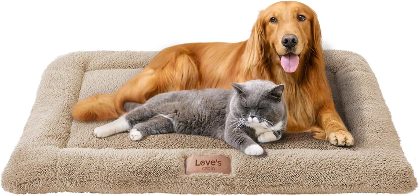 Love's cabin Dog Crate Pad Taupe - 41 Dog Beds for Large Dogs and Cats Pets Washable Dog Crate Mat & Dog Kennel Pad