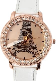 Qtqgoitem Lady Rhinestone Detail Faux Leather Strap Quartz Wrist Watch White (Model: 169 0b3 BBE 270 c76)