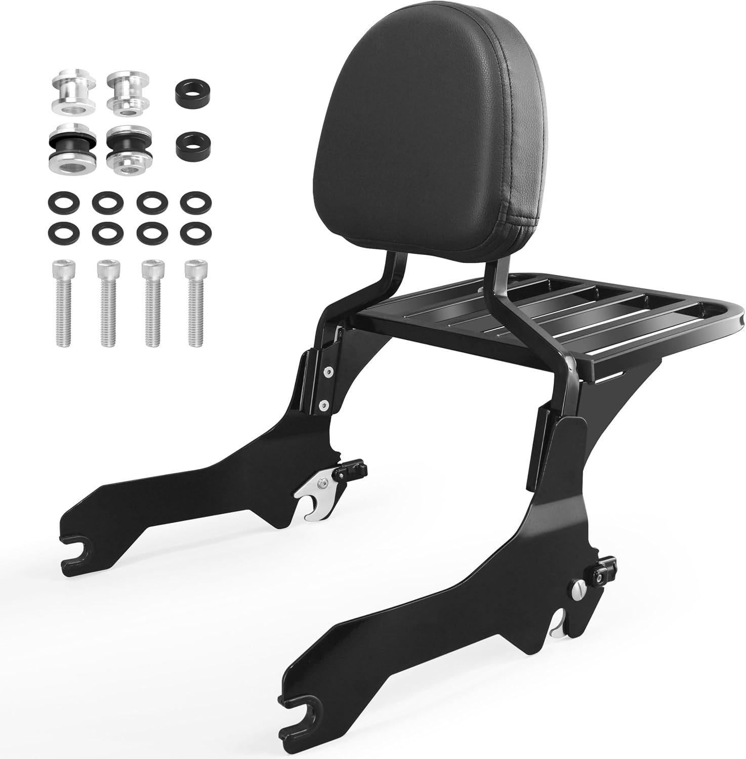 YTSMotor Upright Passenger Backrest Sissy Bar with Luggage Rack Compatible for Harley Softail Fat Boy FLFB FLFBS Breakout FXBR FXBRS 2018-2026 Rear Sissy Bar Backrest