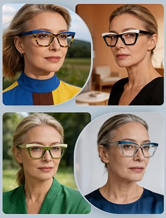 HEEYYOK Women's Reading Glasses-Stylish & Lightweight Cat Eye Frames,Blue Light Blocking Readers with Comfort Spring Hinges